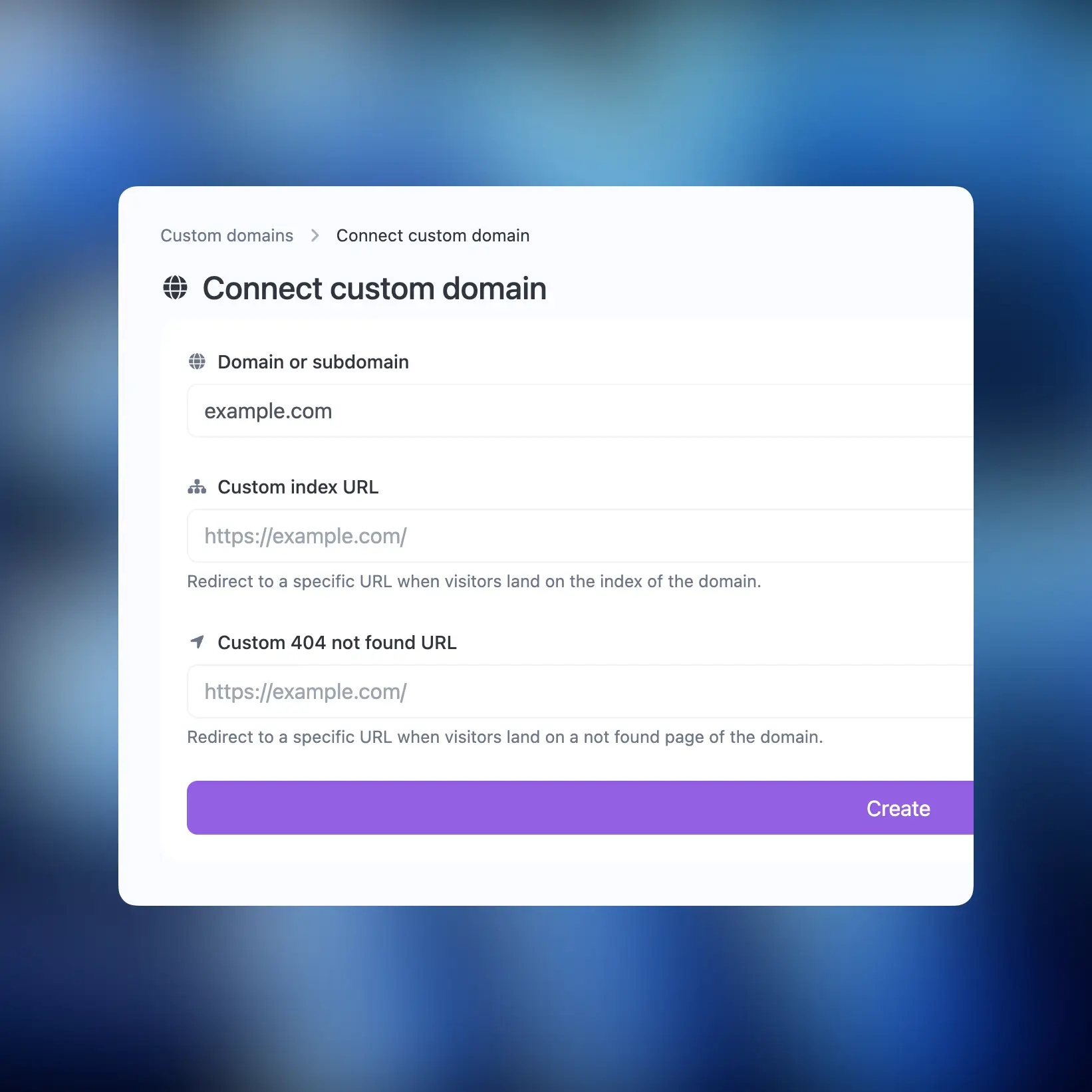 66socialproof screenshot of the custom domains submission page